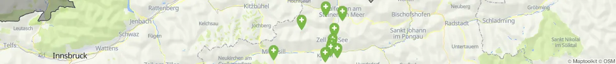 Kartenansicht für Apotheken-Notdienste in der Nähe von Niedernsill (Zell am See, Salzburg)